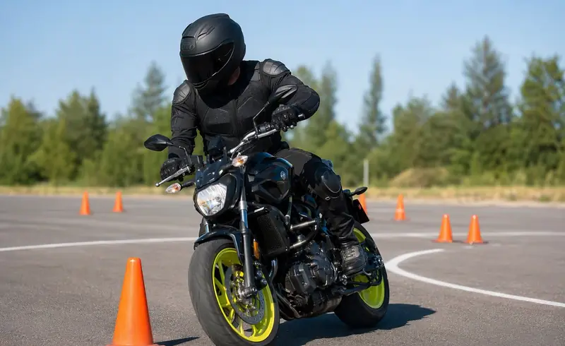 Élève motard équipé pour la formation moto 20 heures